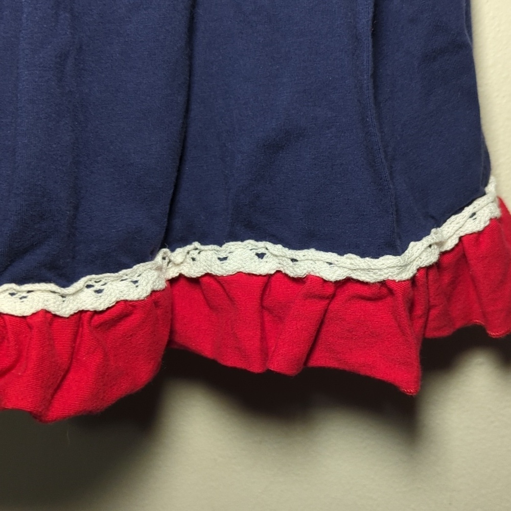 Navy Blue Chicken Dress with Ruffle Sleeves Little Girls Size XL (~6) - Picture 4 of 5